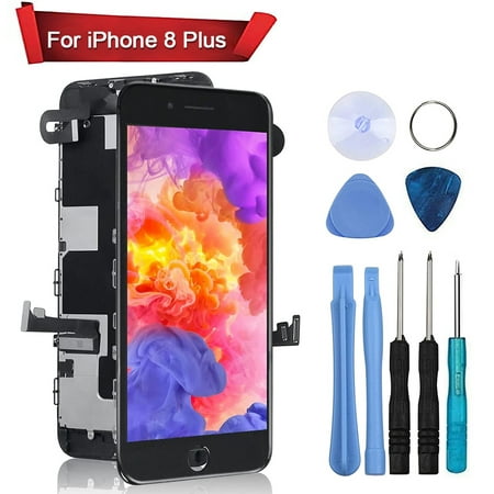 Compatible with iPhone 8 Plus Screen Replacement EXGREEM LCD Digitizer Touch Screen Assembly Set with 3D Touch Model No.A1864/A1897/A1898 (Black)