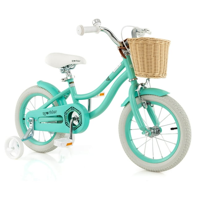 Prorider 14" Kid's Bike with Training Wheels Adjustable Handlebar Seat Handbrake Green