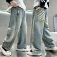 thumbnail image 2 of WRTFVZA Baggy Jeans Kids 10-12 Boys with Pockets Straight Leg Comfortable Breathable Y2k Denim Pants 90s Hip Hop Streetwear, 2 of 7