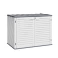 thumbnail image 2 of Outdoor Resin Storage Shed, 35 Cu.Ft Trash Can Storage Box with Lockable Door, Horizontal Outdoor Storage Cabinet for Garbage Cans, Garden Tools, 2 of 8