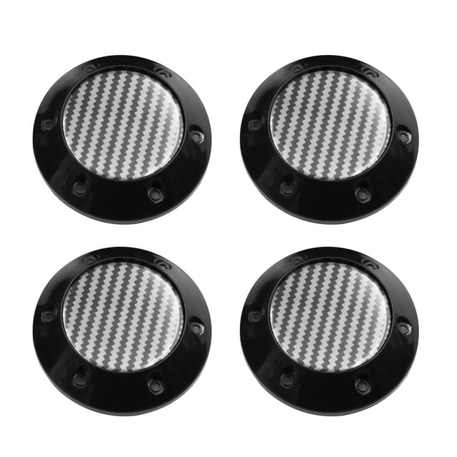 Unique Bargains Black 68mm Car Wheel Center Hub Caps Cover w/ Carbon Fiber Pattern Sticker 4pcs