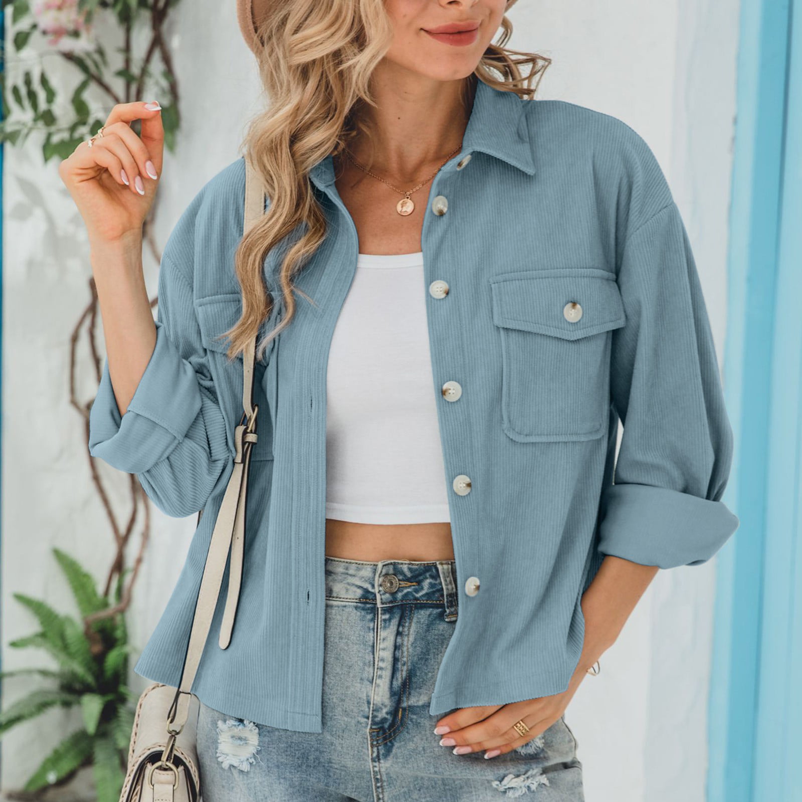 luvamia Denim Jacket for Women Hooded Lightweight Cropped Jean Jacket  Oversized Button Down Shacket Trendy Fashion at  Women's Coats Shop