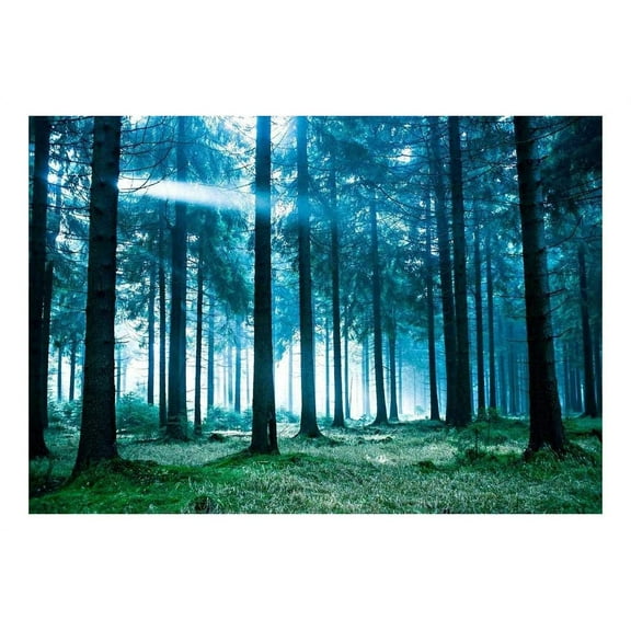 Wall26 Blue Misted Forest at Sunrise - Canvas Art Wall Mural Decor - 100"x144"
