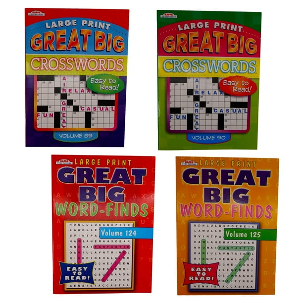 Large Print Puzzle Books 4 Pack Crossword Vol 89 And 90 Word Finds Vol 124 And 125 Walmart Com Walmart Com