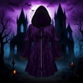 thumbnail image 2 of Hueook Quilted Jackets for Women Cos Medieval Hooded Coat Long Hooded Cardigan Pleated Shawl European and Role Playing Purple S, 2 of 8