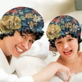thumbnail image 6 of Shower Caps,Pioneer Flower Floral Print Pattern Waterproof Shower Cap for Women 4 Pieces,Double Reusable Hair Cover for Shower PEVA Elastic Stretch Hem, 6 of 7