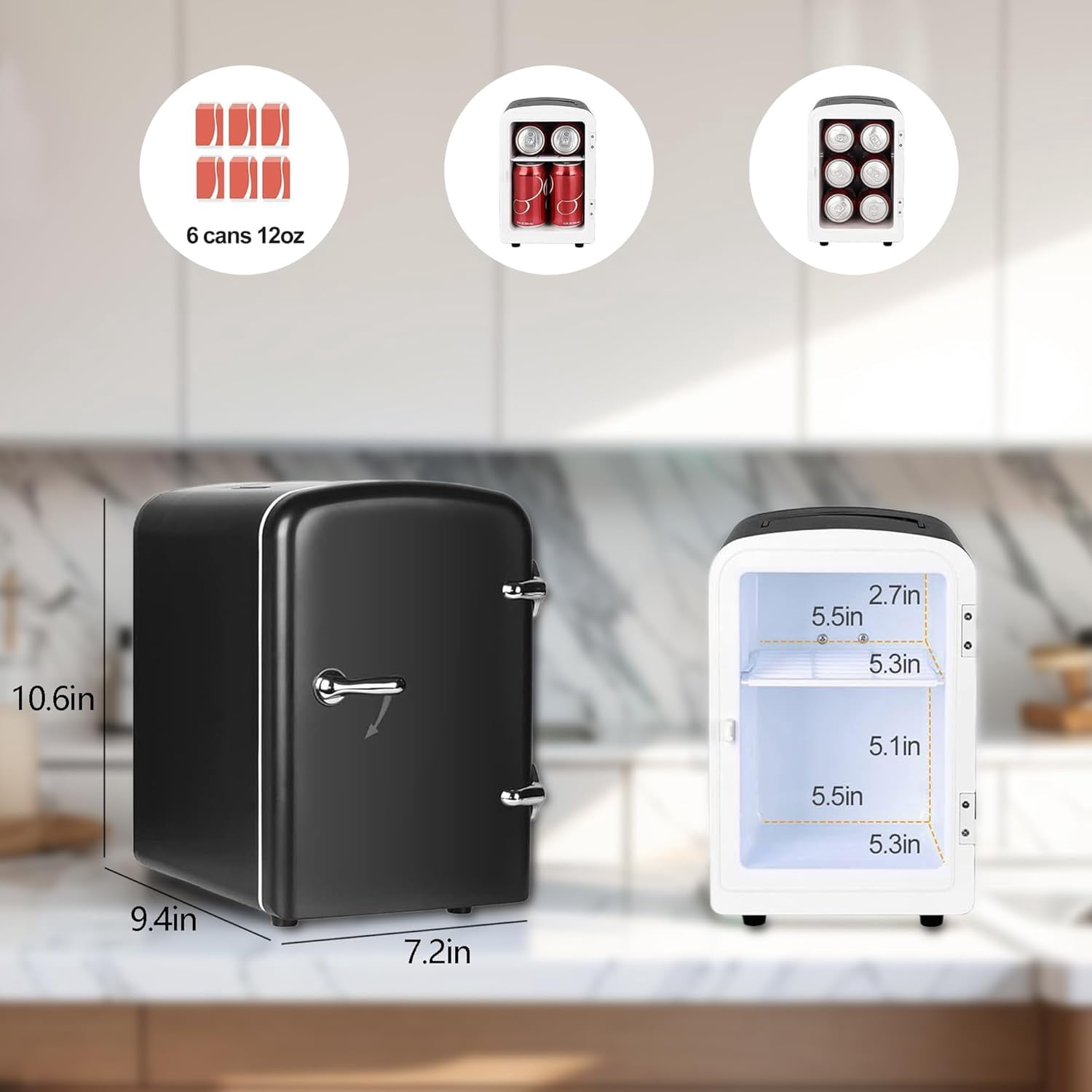 Mini Fridge,Skincare Fridge,Portable 4-Liter Capacity Makeup Fridge,Ideal for Bedroom, Dorm, Car and Office Use,Thermoelectric Cooler and Warmer,Car Fridge (Black)