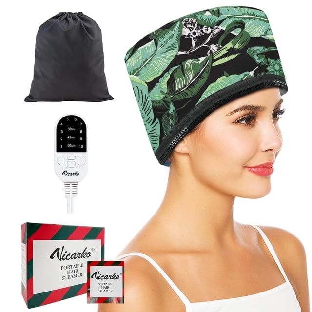 VICARKO Vaporizador de cabello para acondicionamiento profundo 10 niveles se calienta rápidamente 118 Cable de alimentación Tapa calefactora Tratamiento con aceite caliente Calor eléctrico Térmico Vap