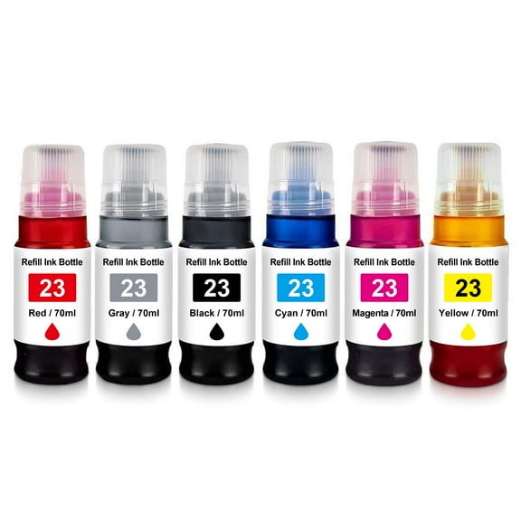 GI23 Ink Bottle Replacement for Canon GI-23 Ink Refill Compatible with Canon Pixma G620 Printer (Black Cyan Magenta Yellow Red Gray) 6 Pack