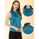 thumbnail image 2 of Top de Satén Allegra K sin mangas verano volantes cuello parte delantera plisada Mujer Verde oscuro M, 2 of 5