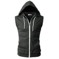 thumbnail image 3 of H2H Mens Casual Slim Fit Zip-up Hoodie Vest Lightweight Sleeveless Hooded (CMOHOSL08), 3 of 6