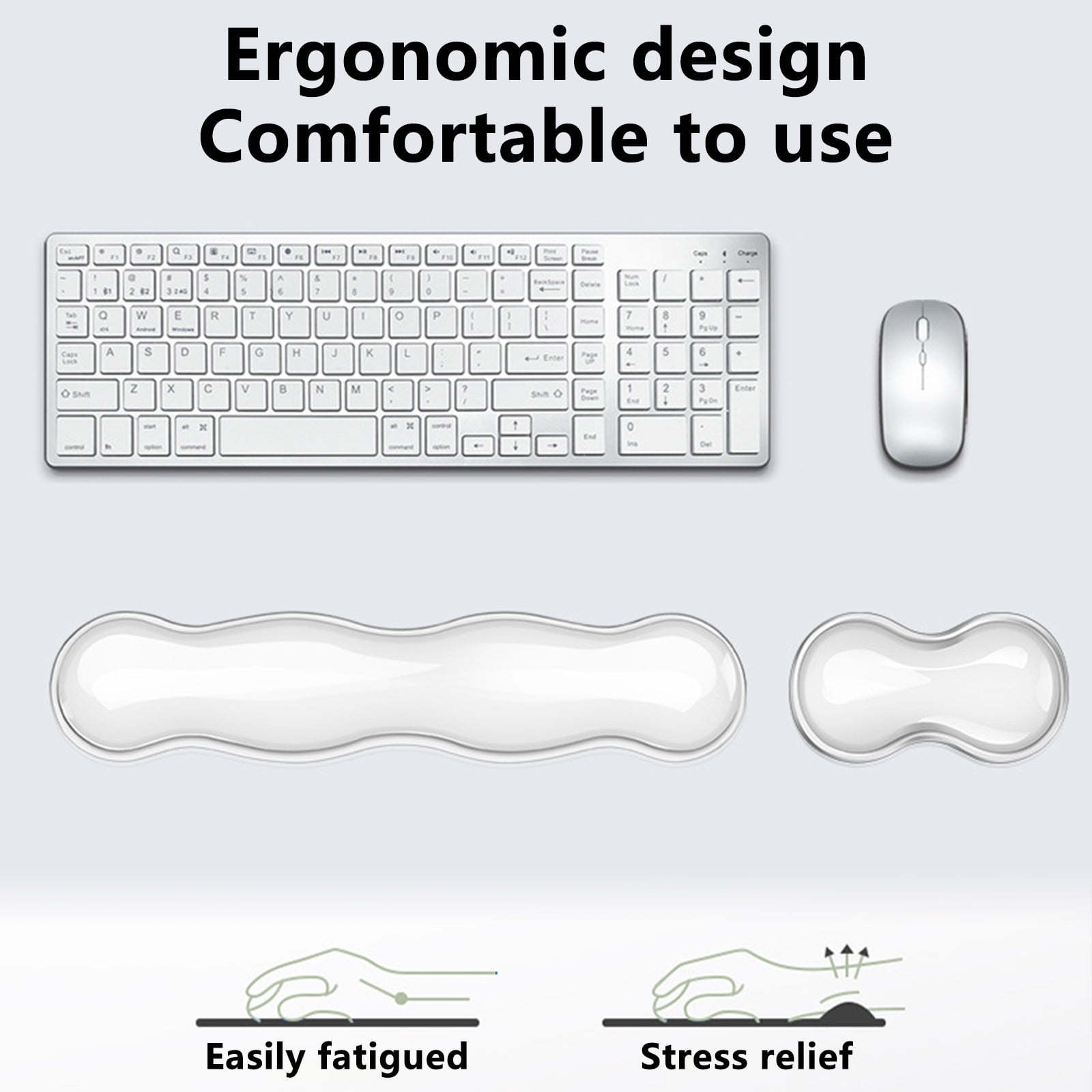 RFUGUG Keyboard and Mouse Wrist Rest Set, Ergonomic Hand Support Kit, Soft Gel Wrist Pad Combo, Comfortable Typing and Mousing Solution