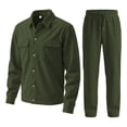 thumbnail image 4 of Miqool Mens 2 Piece Corduroy Outfits Lapel Button Up Shirt Elastic Waist Long Pants Matching Set Casual Shirt and Pants Set S‑3XL, 4 of 6