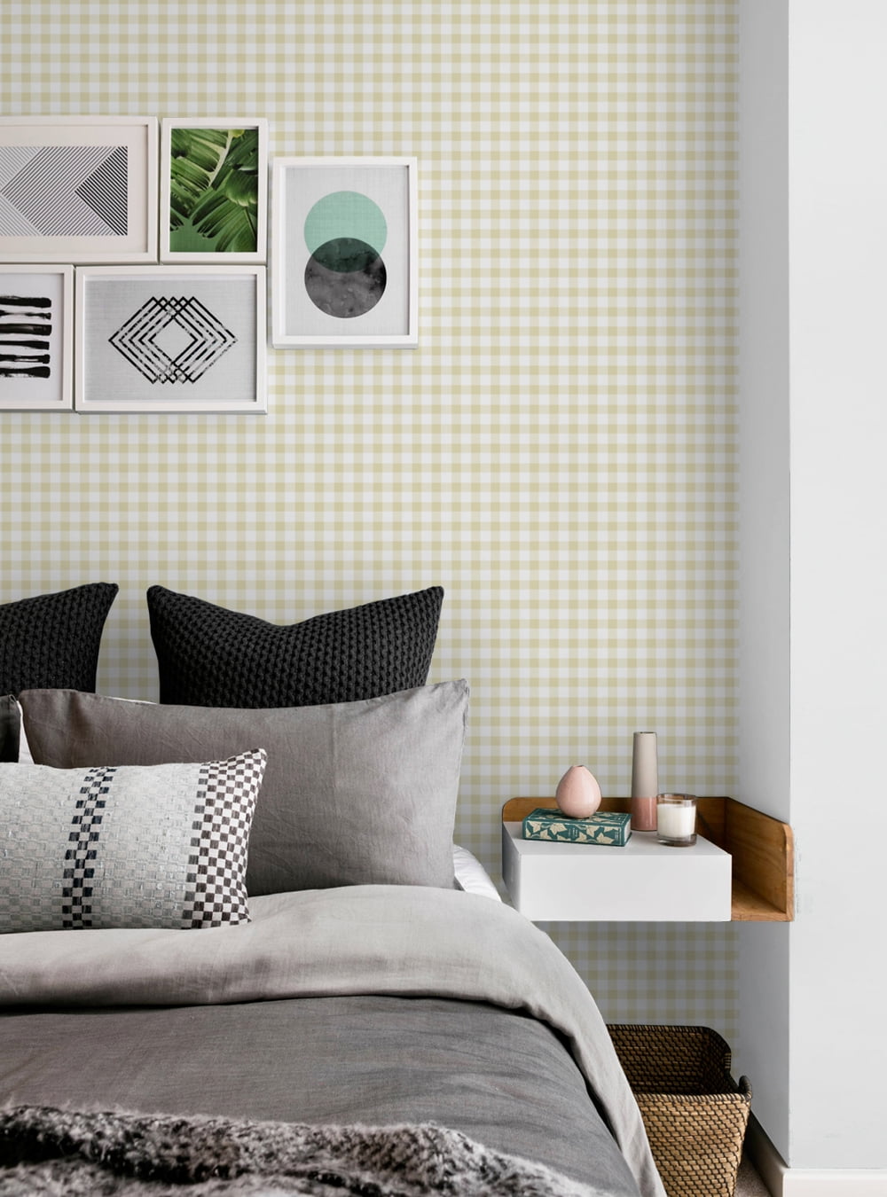 Gingham Check Pattern Peel and Stick Vinyl Wallpaper