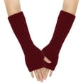 thumbnail image 4 of Mens Womens Gloves Winter Clothing Women Autumn And Winter Solid Color Multicolor Wool Long Striped Knit Half Finger Gloves, 4 of 4