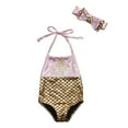 thumbnail image 3 of Filles Enfants Sirène Chic Nœud Paillettes Nageable Ensemble Bikini 2 Pcs Maillot de Bain, 3 of 5