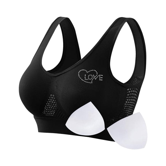 Plus Size Sports Bras for Women S-5X Wireless Push Up Yoga Bralettes Womens Pullover Hollow-Out Padded Athletic Underwear Bra
