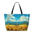 thumbnail image 2 of KLL Field Bicycle Young Sunflower Print Large Beach Tote Bag Women Waterproof Sandproof Zipper Beach Tote Bag for Pool Gym Grocery Travel with Wet Pocket, 2 of 7