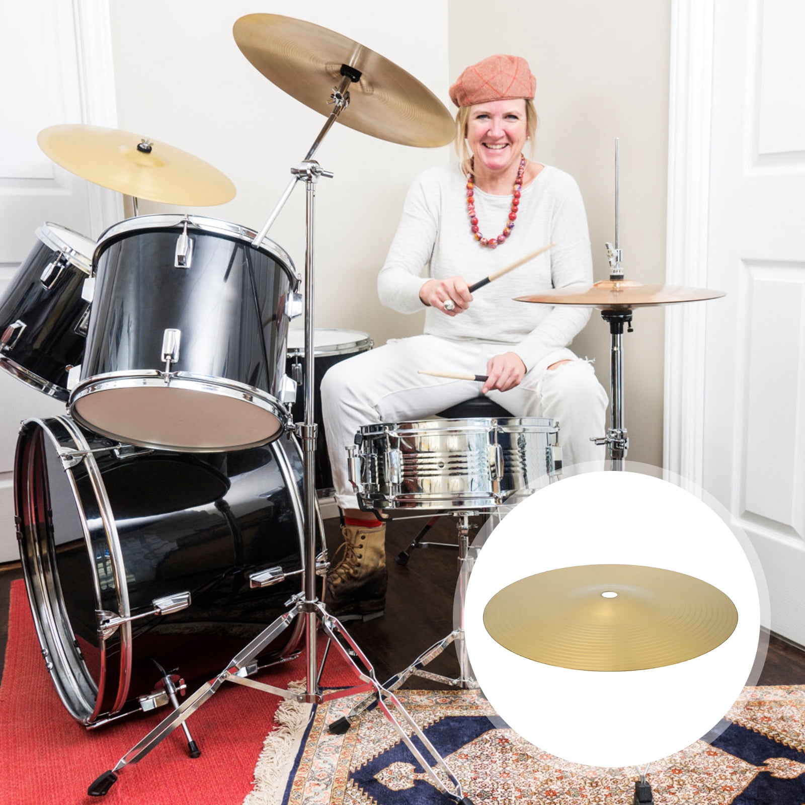 2-Pack Brass Percussion Cymbals for and Kids, Drum Symbols Set for