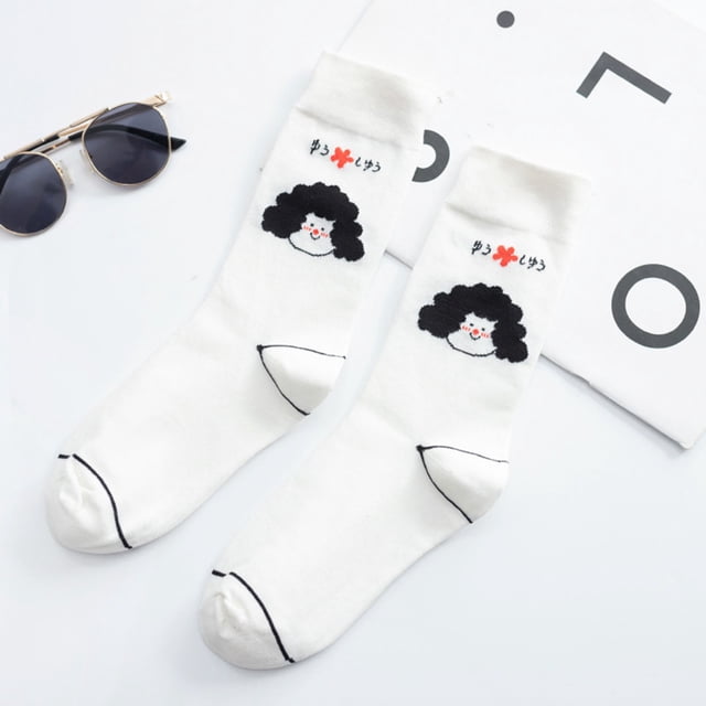 Bas pour Femmes à Agencement de Couleurs, Impression de Dessins Animés Mignons, Mode Décontractée, Bas, Bas de compression Multicolores