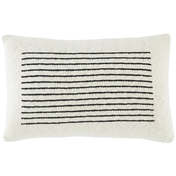 SAFAVIEH Faye 12" x 20" Contemporary Ivory/Black Striped Cotton Decorative Pillow
