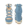 thumbnail image 5 of BLISSFUL STEP Platform Denim Strappy Wedge Heel Sandals for Women, 5 of 5