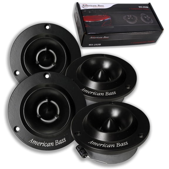 2x American Bass 1" Compression Tweeter Black 300 Watt 4 Ohm Pair MX-252B