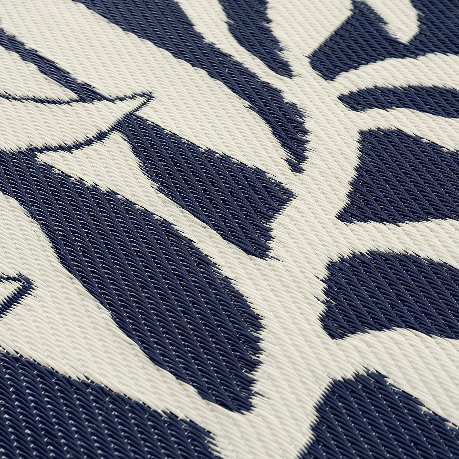 Beverly Rug Indoor Outdoor Reversible Plastic Area Rug - 5x7 - Blue / White
