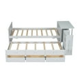 thumbnail image 6 of LUCKHAO  Twin Size Multifunctional Wood Platform Bed with Desk ,Storage Shelf at the End of the Bed, Built-in Trundle Bed  and 3 Drawers, 6 of 17