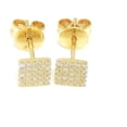 thumbnail image 3 of 14k yellow Gold 0.11Ct Round Diamond square stud Earrings Push Back Fastening, 3 of 11