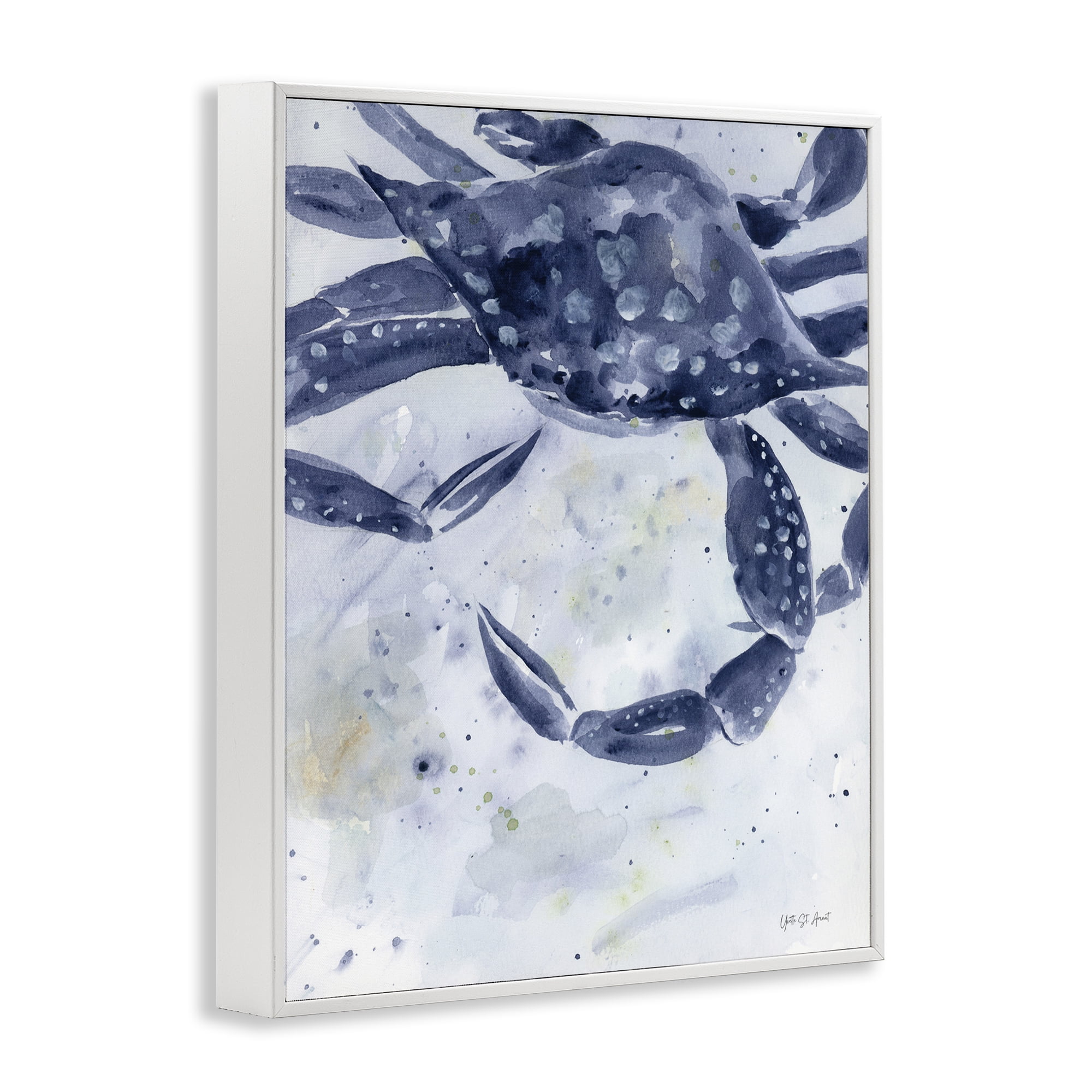 Stupell Industries Swimming Blue Crab Animals & Insects Painting White Framed Art Print Wall Art, 24 x 30