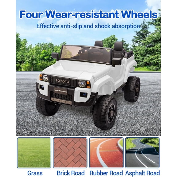 Historyli 24V Ride On Car, 2 Seater Ride On Car Truck, Electric Car, with Parent Remote Control, White