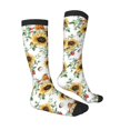 thumbnail image 3 of Picia Women Crew Soft Moisture-wicking Socks Sunflowers Leaves And Birds Pattern Design Cotton Socks, One Size fit All, 3 of 9