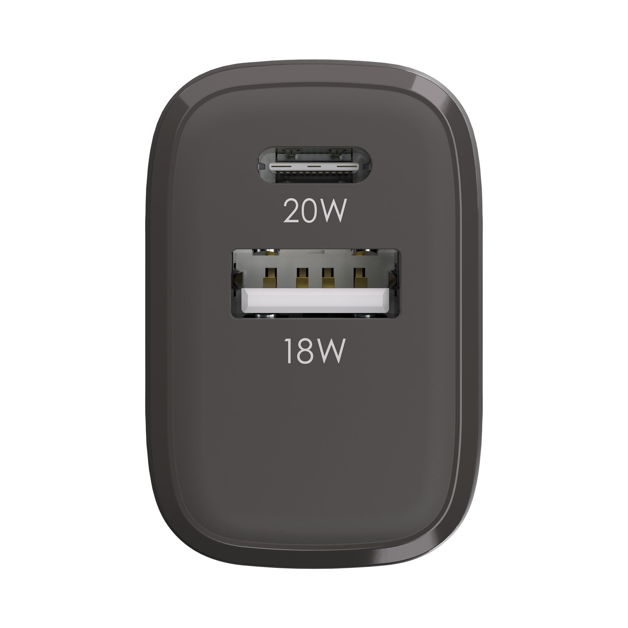 Powertek 20W USB-C PD + USB-A Dual Port Wall Charger, Carbon Design, Grey
