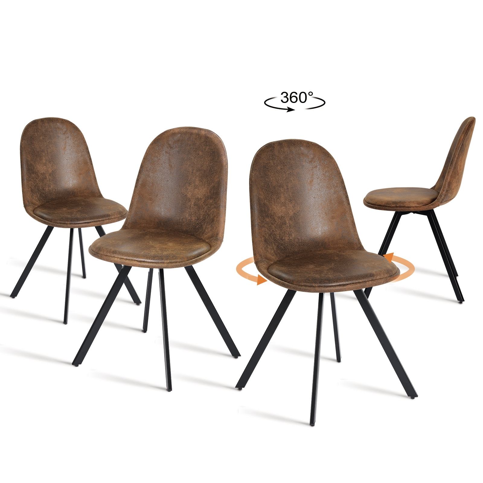 Homy Casa Swivel Dining Chairs Set of 4, Upholstered Kitchen Chairs for Living Room Office, Brown