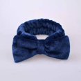 thumbnail image 2 of Bowknot Headband Solid Color Ladies Wide Face Wash Headband Plush Headband, Dark Blue, 2 of 4