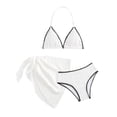 thumbnail image 4 of WOXIHUAN Girls Swimsuit Trendy V Neck Adjustable Straps Bikini Set High Waisted 3 Piece Bathing Suits with Cover Up for 8-16 Years White 14 Years, 4 of 8