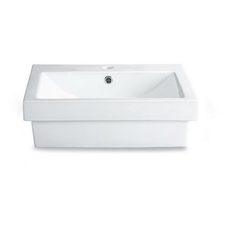Xylem Semi Recessed Rectangular Vitreous China Bathroom Sink White