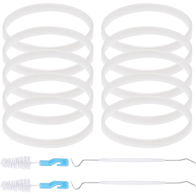 10 Pack Blender Sealing Gaskets with Cleaning Brushes Kit 3.4inch/8.6cm Rubber Gaskets Replacement with 2pcs Hook and 2pcs Brush for Kitchen Blender