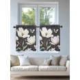 thumbnail image 4 of Farmhouse Floral Sheer Kitchen Tier Curtains 24 Inch length,Rod Pocket Half Curtains Short Drapes,Magnolia Flowers Vintage Blackboard Light Filtering Small Window Treatments 2 Pcs 27.5"W x 24"L, 4 of 7