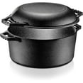 thumbnail image 1 of NutriChef Cast Iron Multi Cooker - Pre-Seasoned Non-Stick Double Dutch Oven Stovetop Casserole Cookware Braising Pot and Skillet Lid with Handle- For Oven, Stove, Grill, Over a Campfire Cooking, 1 of 5