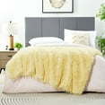 thumbnail image 2 of JONIYEAR Cute Fluffy Feather Faux Fur Throw Blanket for Couch Sofa 50" x 60", Decorative Soft Long Shaggy Fuzzy Blanket, Warm Blanket for Winter, Reversible Cozy Furry Blanket for Gift Wedding,Yellow, 2 of 9