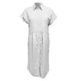 thumbnail image 4 of Puliio Womens Shirtdress Short Sleeve Striped Lapel Button Down Loose Shirt Dress Summer Casual Functional Plus Size Maxi Dresses With Pockets, 4 of 5