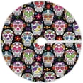 thumbnail image 1 of FMSHPON Skull Xmas Christmas Tree Skirt Stand Mat for Holiday Party Decoration Indoor Outdoor 48 inches, 1 of 6