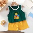 thumbnail image 2 of KPOPLK Toddler Baby Boys Shorts Set Shirt Short Sleeve Top Shorts Summer Outfits Clothes summer clothes for toddler boys(3-6 Months,Green), 2 of 5
