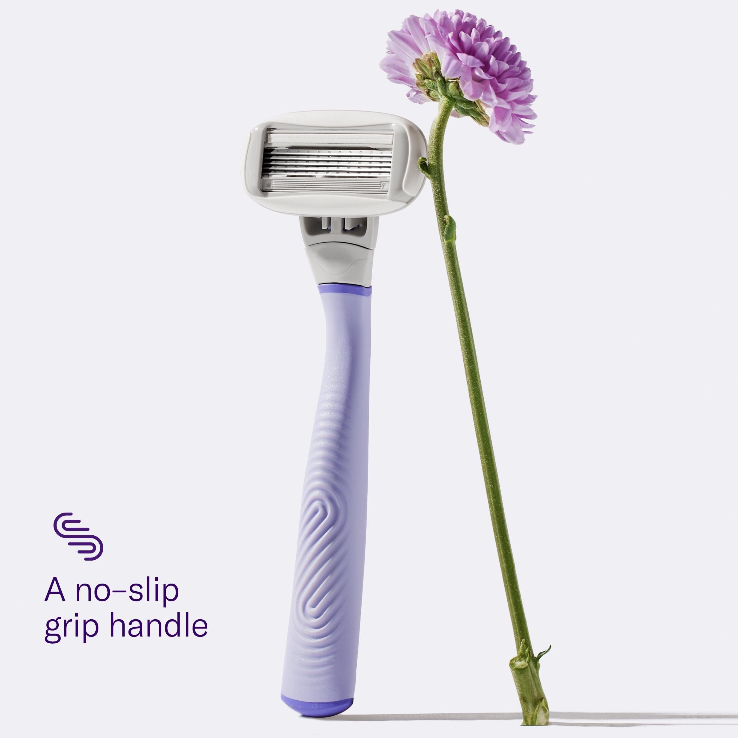 Flamingo Women's Razor Value Pack with Razor Handle and 5-Blade Razor Cartridges, Lilac, 6 Piece
