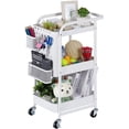 thumbnail image 1 of LEMODNA 3-Tier Metal Rolling Utility Cart with Handles and Peg Board Hooks Baskets Locking Wheels, Storage Trolley Storage Shelves Service Cart for Bathroom, Kitchen, Office, 1 of 8