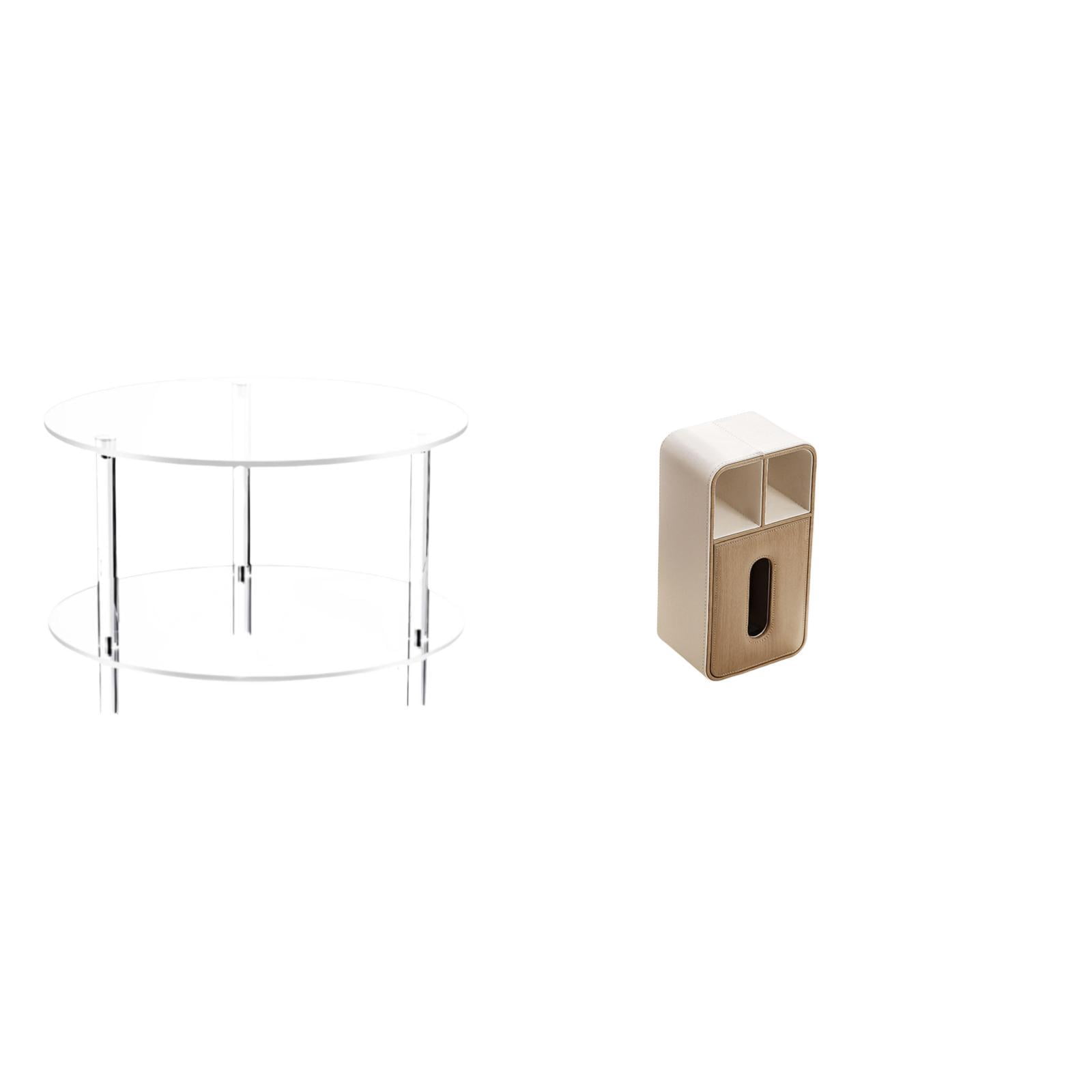 Lipstore Clear Acrylic Side Table End Table Compact for Drink NightStand Bedside Furniture Easy Assembly for Living Room Bathroom Home Napkin Paper Box Facial