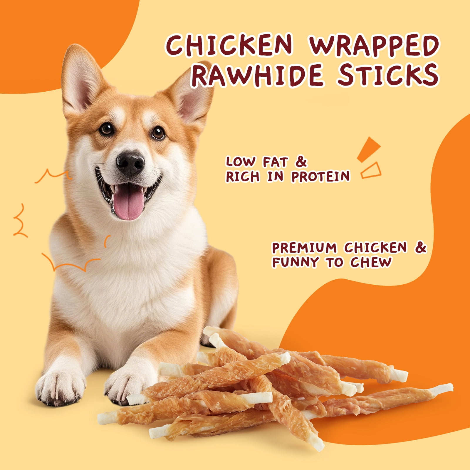 (5 pack) Jungle Calling Dog Treats, Chicken Wrapped Rawhide Sticks for Dogs, Delicious and Nutritious Training Reward Treats and Dog Chews Snacks, 6 oz