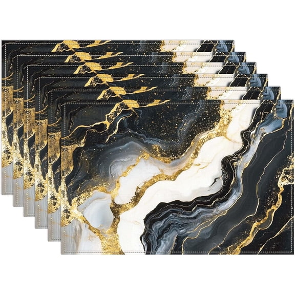 6Pcs Polyester Table Cloth for Dining Table Decoration Rectangle Marbling 300x450mm